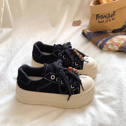 Damen Chunky Plateau-Sneaker mit dekorativen Schnürdetails Drune