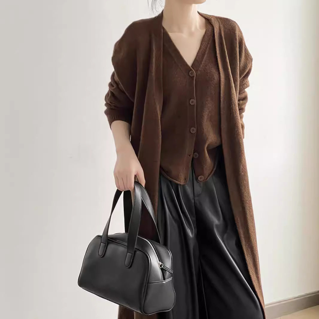 Damen Strickkleid mit Cardigan und Knopfleiste Drune