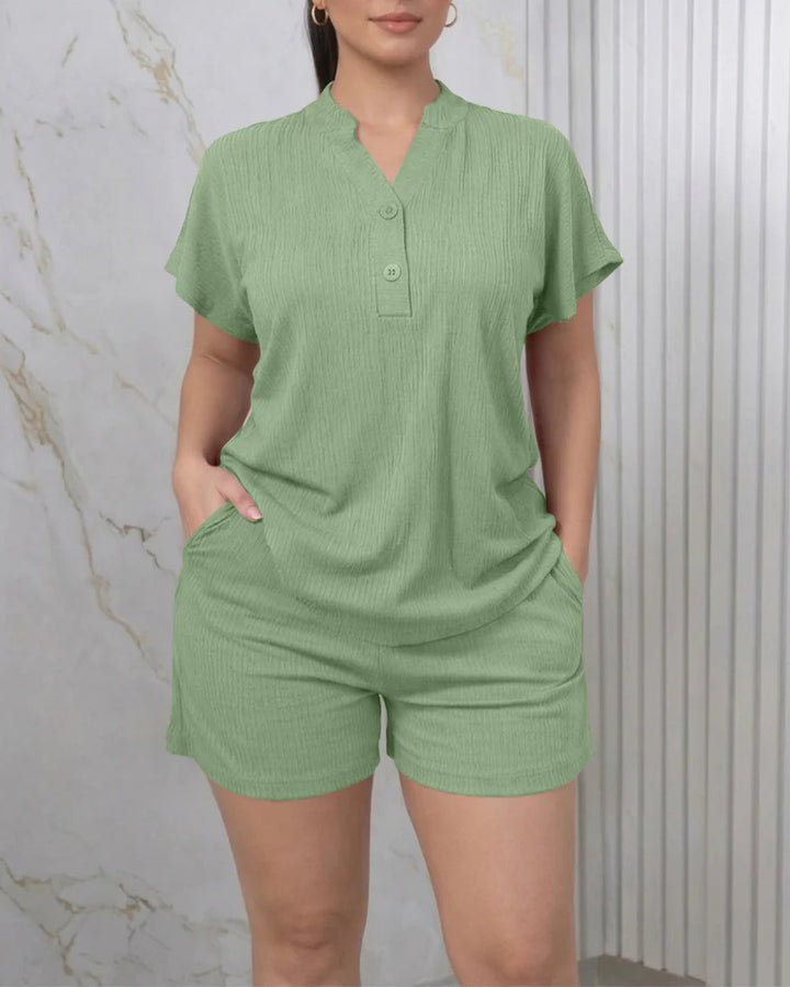 Damen Freizeit-Jumpsuit mit Knopfleiste und seitlichen Taschen Drune