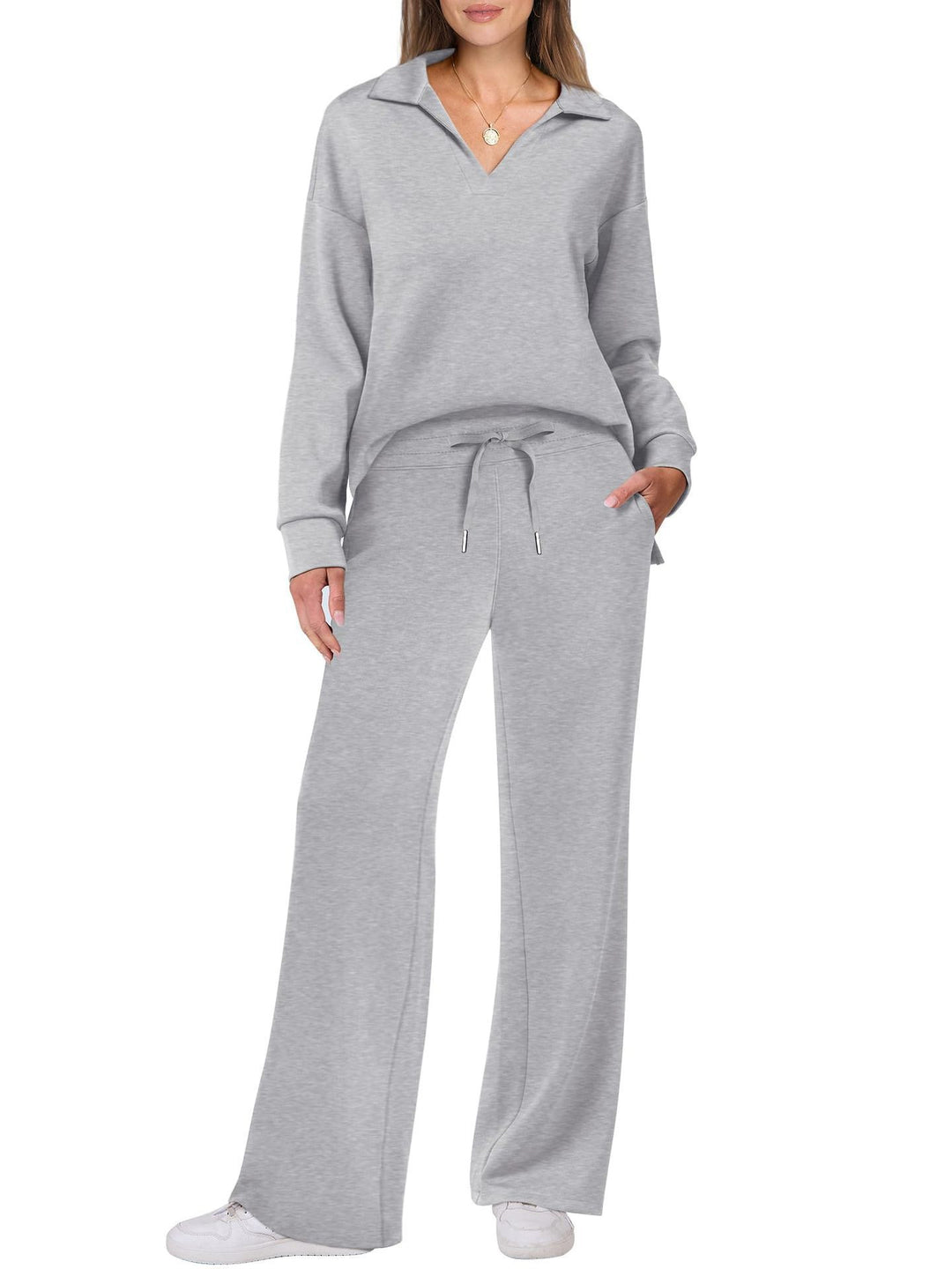 Damen lässiges Set aus oversized Pullover und weitem Jogginghose Drune
