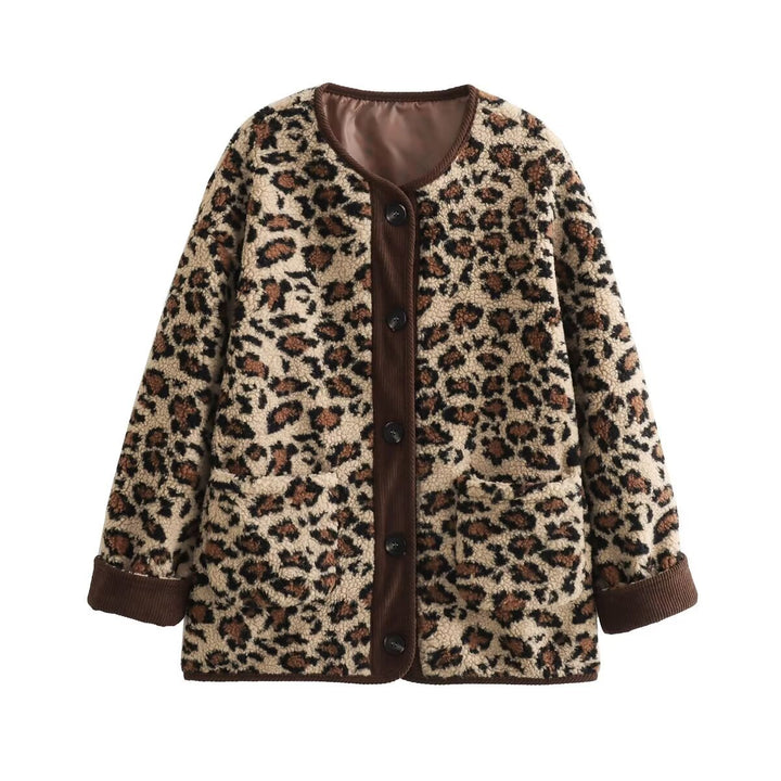 Damen Leo-Muster Plüschjacke Drune