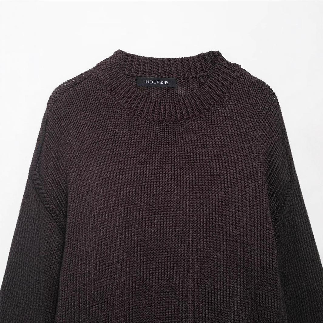 Damen lässiger Strickpullover mit weitem Schnitt und Oversized-Style Drune