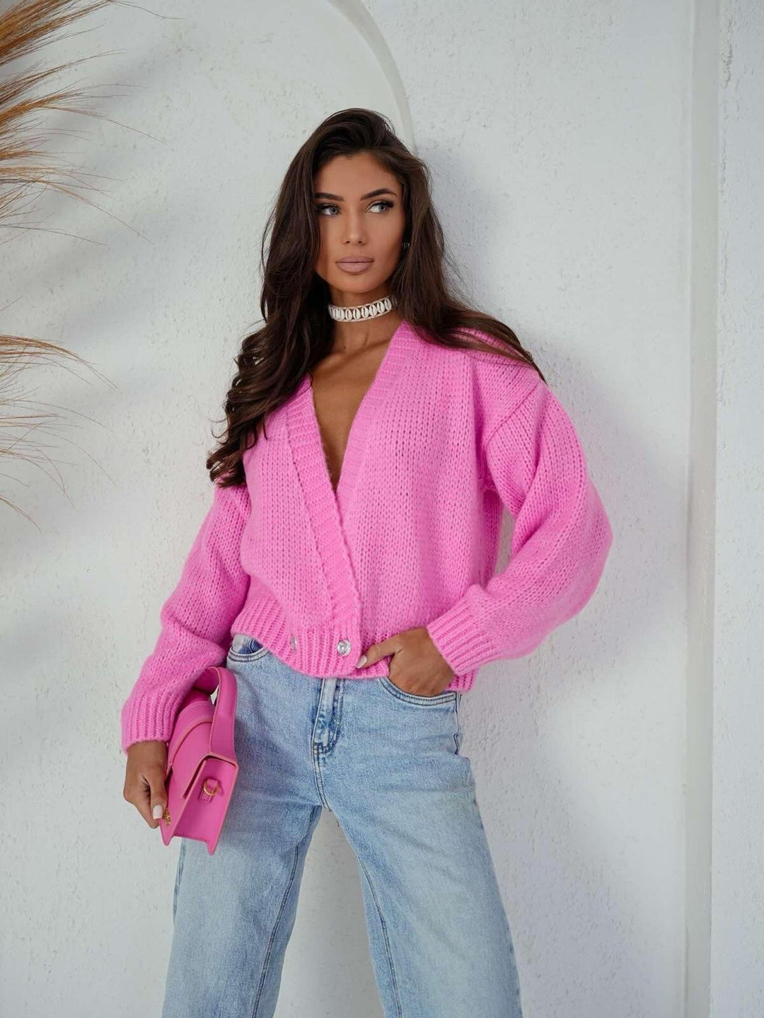 Damen modischer Strickcardigan mit Knopfdetails und weitem Schnitt Drune