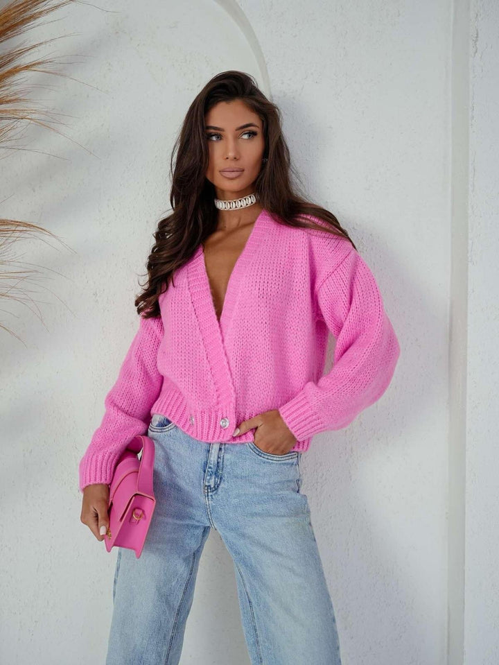 Damen modischer Strickcardigan mit Knopfdetails und weitem Schnitt Drune