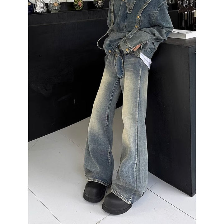 Damen Weite Jeans im lässigen Stil mit hohem Bund und einzigartiger Waschung Drune