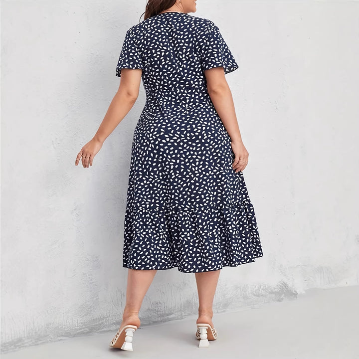 Damen Midi-Kleid mit fließendem Schnitt und verspieltem Muster Drune
