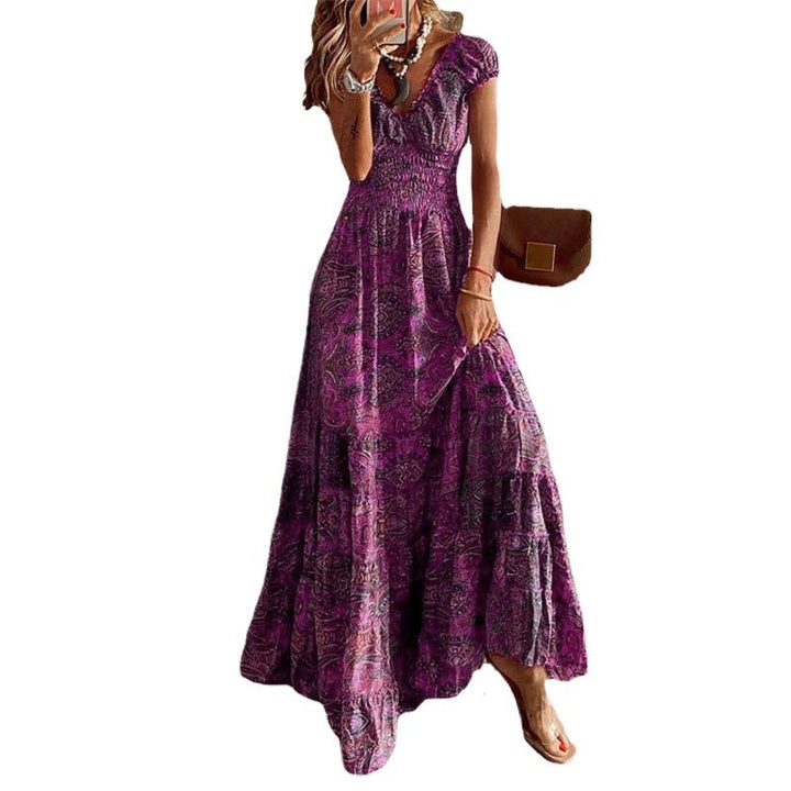 Damen Maxikleid Chiffon V-Ausschnitt