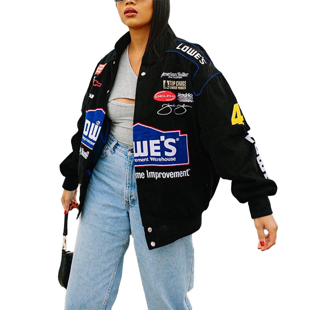 Damen Oversized Collegejacke mit Markenaufdruck Drune