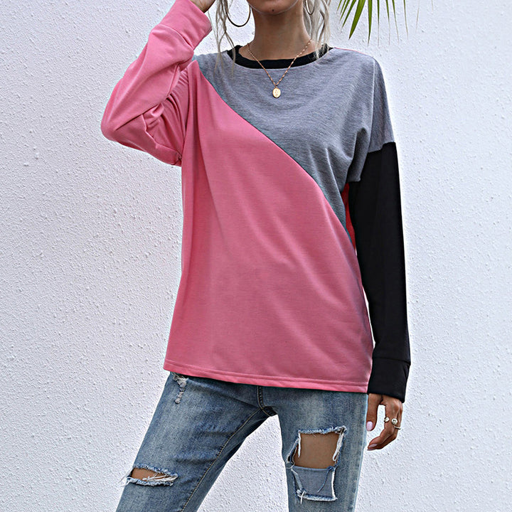 Damen modisches Sweatshirt mit kontrastierenden Farbblöcken Drune
