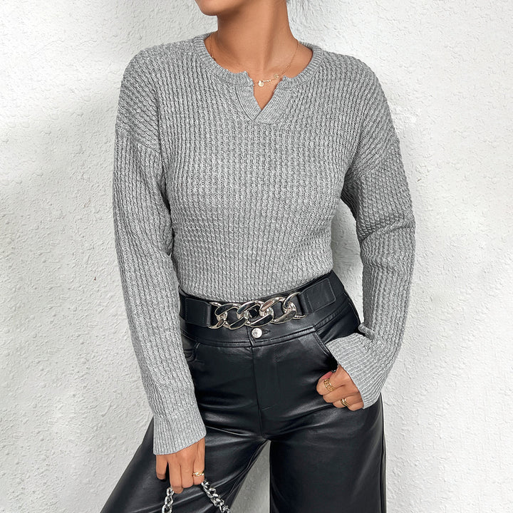 Damen Strickoberteil mit Henley-Ausschnitt und strukturiertem Muster Drune