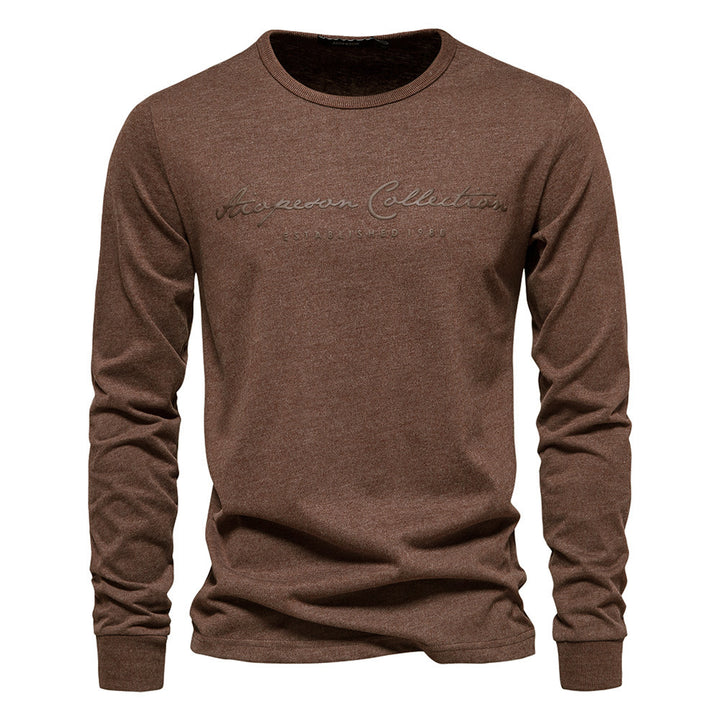 Herren nan minimalistisches Rundhals-Sweatshirt aus Baumwollmischung mit gerippten Bündchen Drune