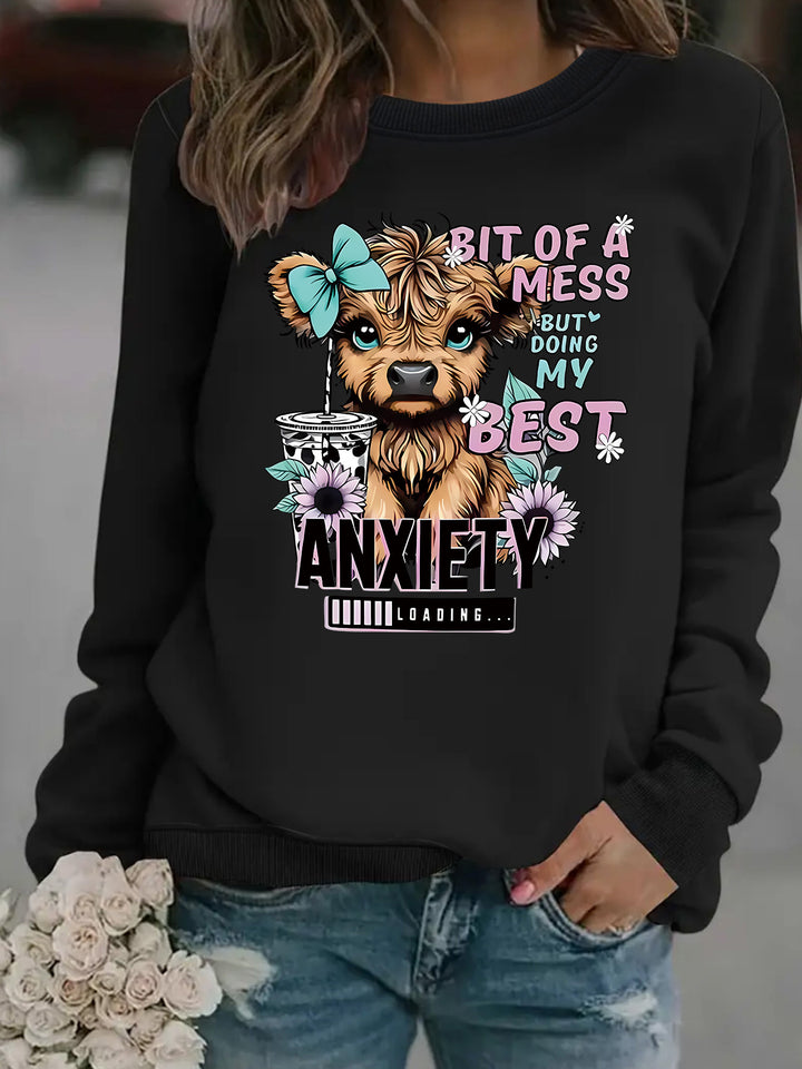 Damen Sweatshirt mit kreativem Hundedesign und inspirierendem Schriftzug Drune