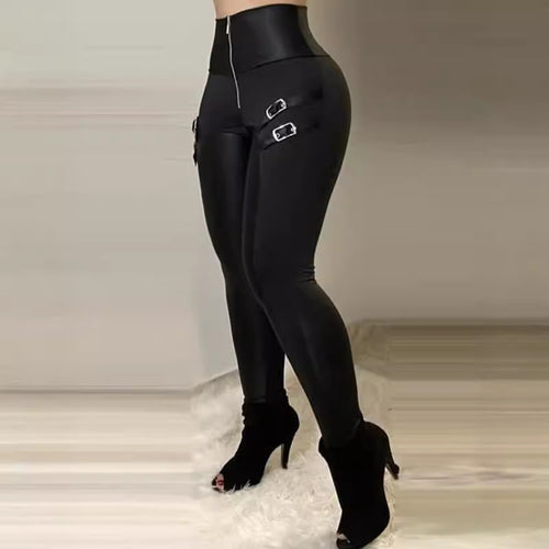 Damen Hochtaillierte Leggings mit modischen Schnallen-Details Drune
