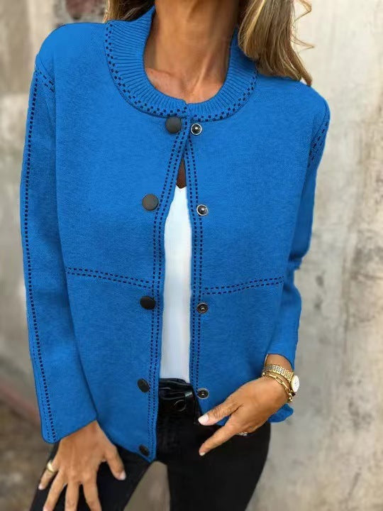 Damen Strickjacke mit Knopfleiste und edler Halslinie Drune