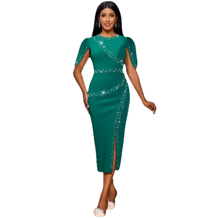 Damen elegantes Abendkleid mit glitzernden Akzenten und seitlichem Schlitz Drune
