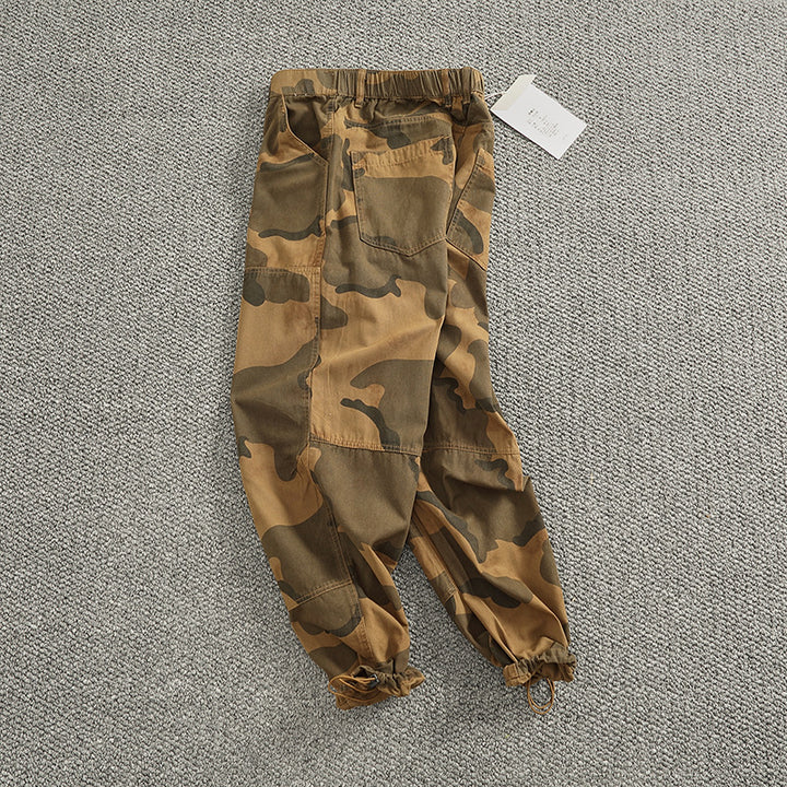Herren Cargohose im stylischen Camouflage-Design mit elastischem Bund und praktischen Taschen Drune