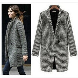 Damen Elegante zweireihige Blazerjacke mit klassischem Houndstooth-Muster Drune