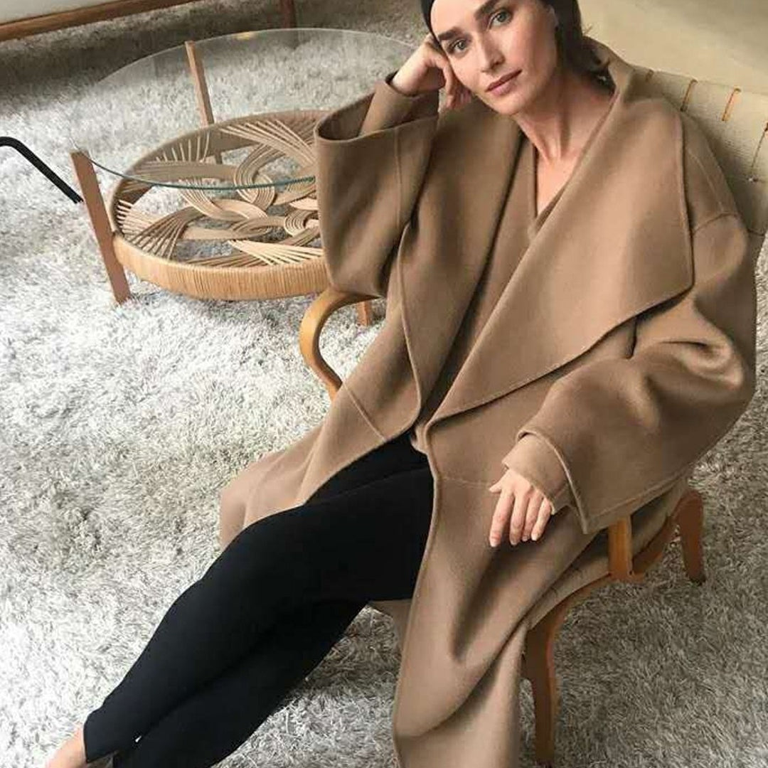 Damen Eleganter Oversize-Mantel mit offenem Vorderteil Drune