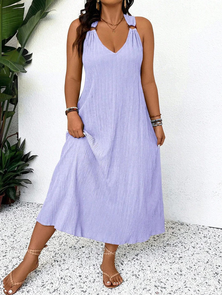 Damen Maxikleid mit schickem V-Ausschnitt und lässigen Trägern Drune