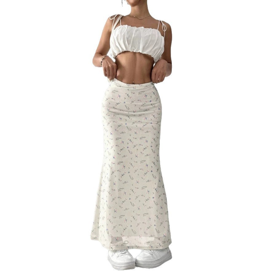 Damen Maxirock mit floralem Print und eleganter Transparenz Drune