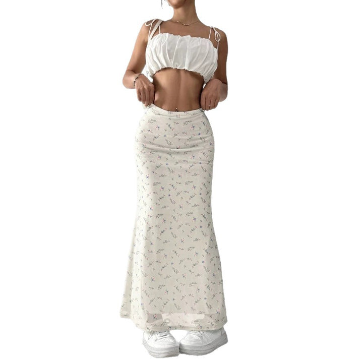 Damen Maxirock mit floralem Print und eleganter Transparenz Drune