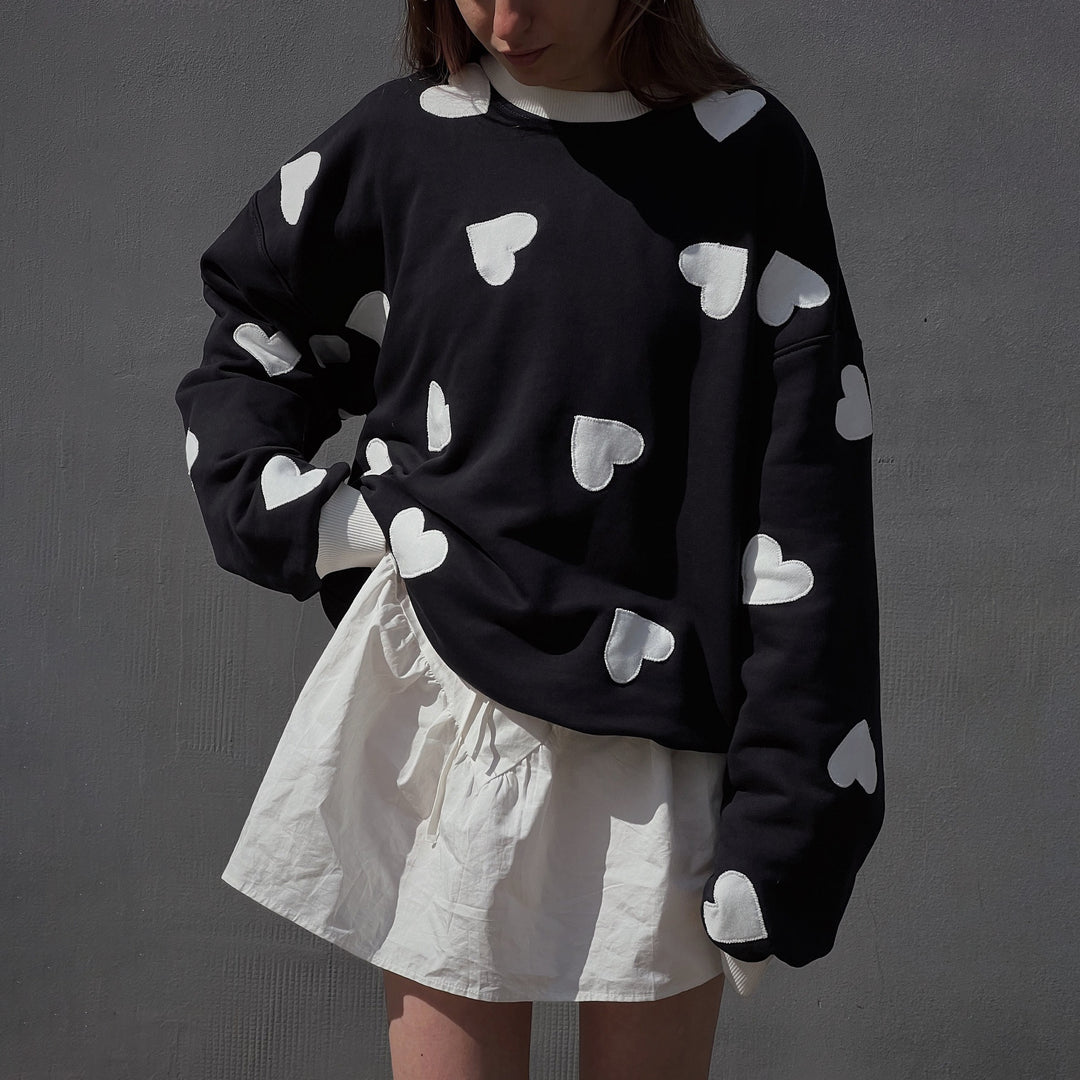 Damen Kapuzenpullover mit kreativem Herzmotiv und lässigem Oversized-Schnitt Drune