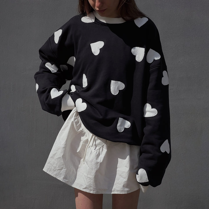 Damen Kapuzenpullover mit kreativem Herzmotiv und lässigem Oversized-Schnitt Drune