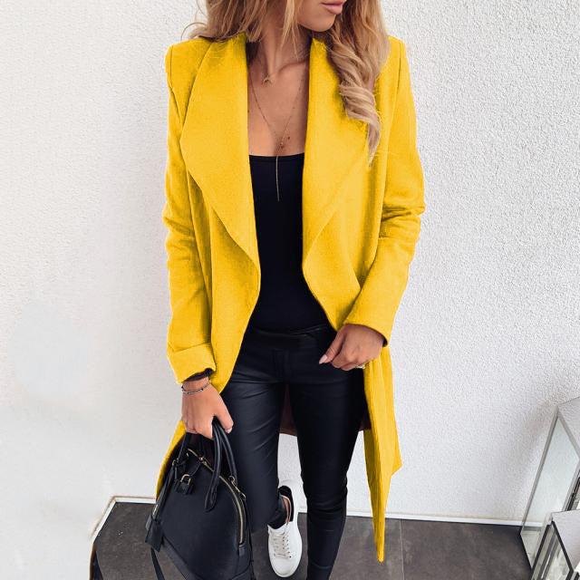 Damen eleganter Öffentlicher Mantel mit asymmetrischem Schnitt und weichem Stoff Drune