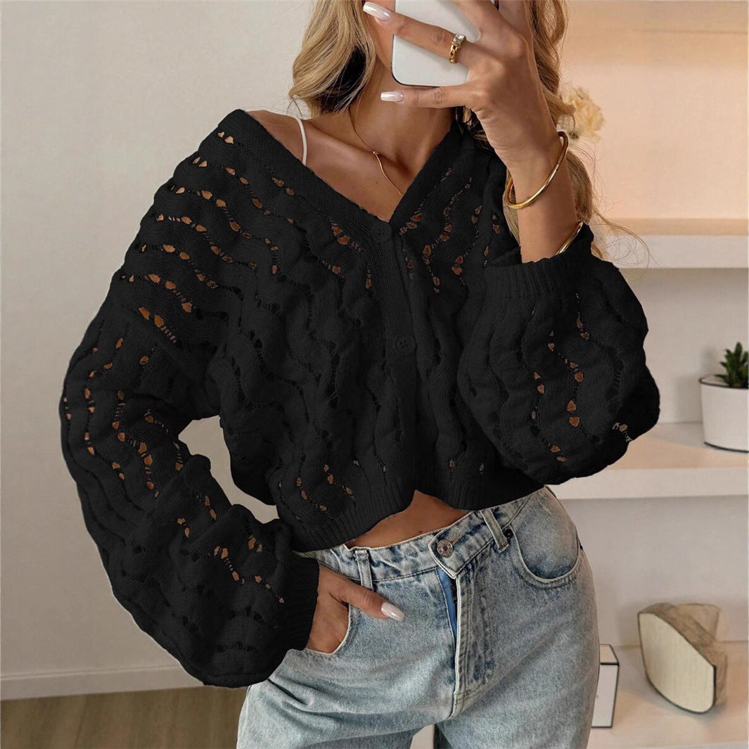Damen Strickpullover mit einzigartigem Lochmuster und lässigem Schnitt Drune
