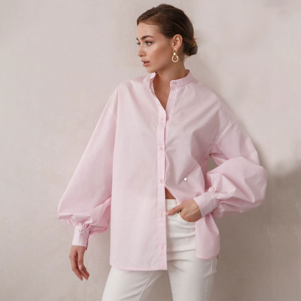 Damen Oversized Bluse mit ballonförmigen Ärmeln und komfortabler Passform Drune