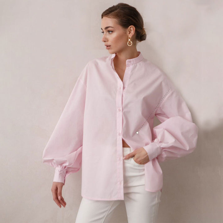 Damen Oversized Bluse mit ballonförmigen Ärmeln und komfortabler Passform Drune