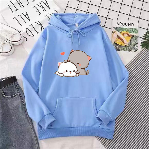 Damen Kapuzenpullover mit verspieltem Katzenmotiv und bequemer Passform Drune