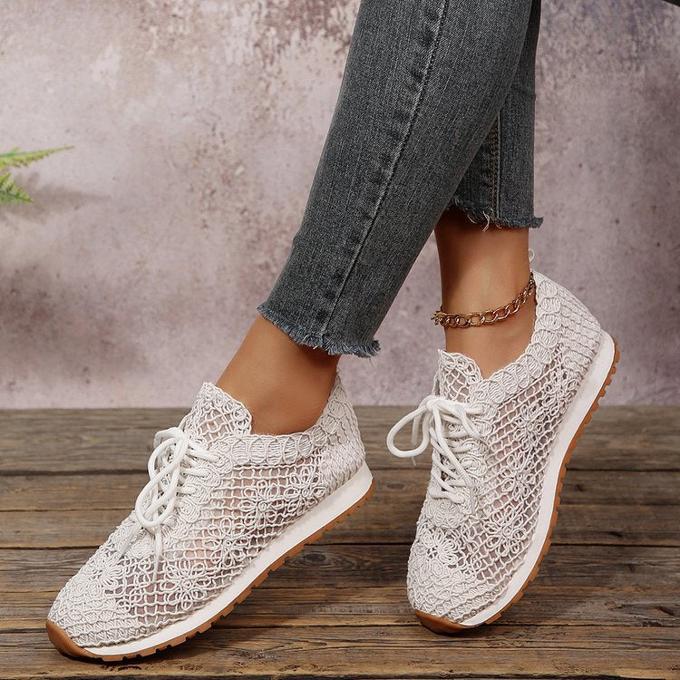 Damen  gestrickte Slip-On Plateau-Sneaker mit atmungsaktivem Obermaterial und gepolstertem Komfortfußbett Drune