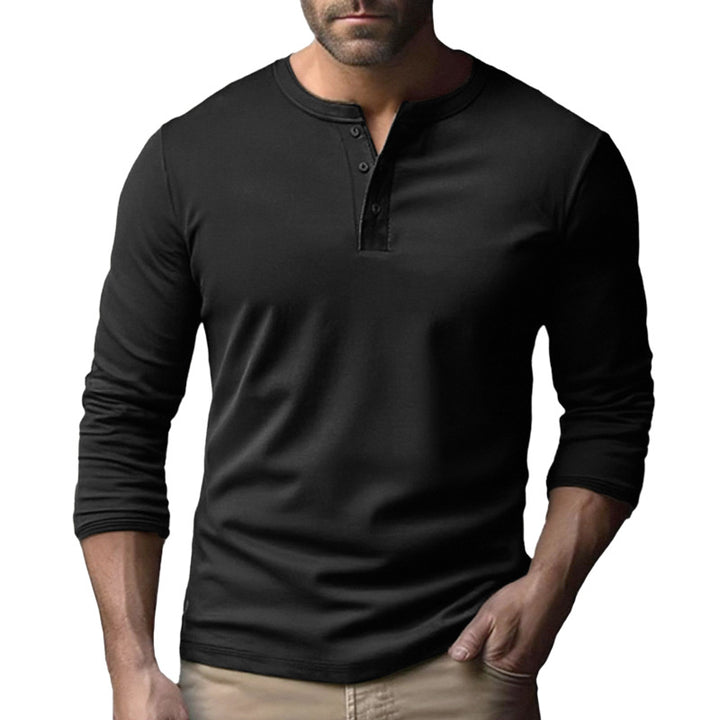 Herren Langarm-Henley-Shirt aus atmungsaktivem Baumwollmix Drune