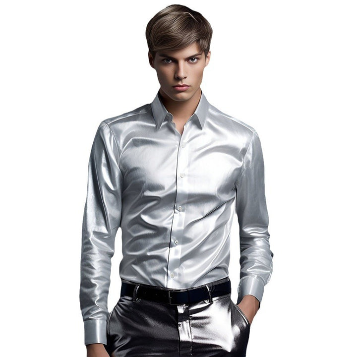 Herren elegante und glänzende Hemd Drune