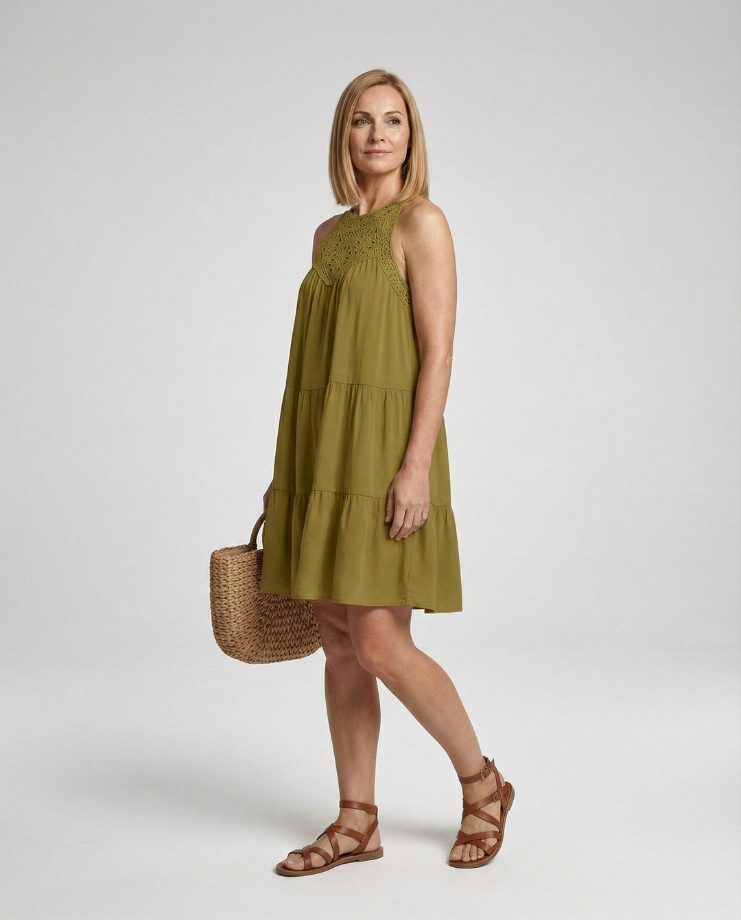 Damen Sommerkleid mit Spitze Freizeitkleid