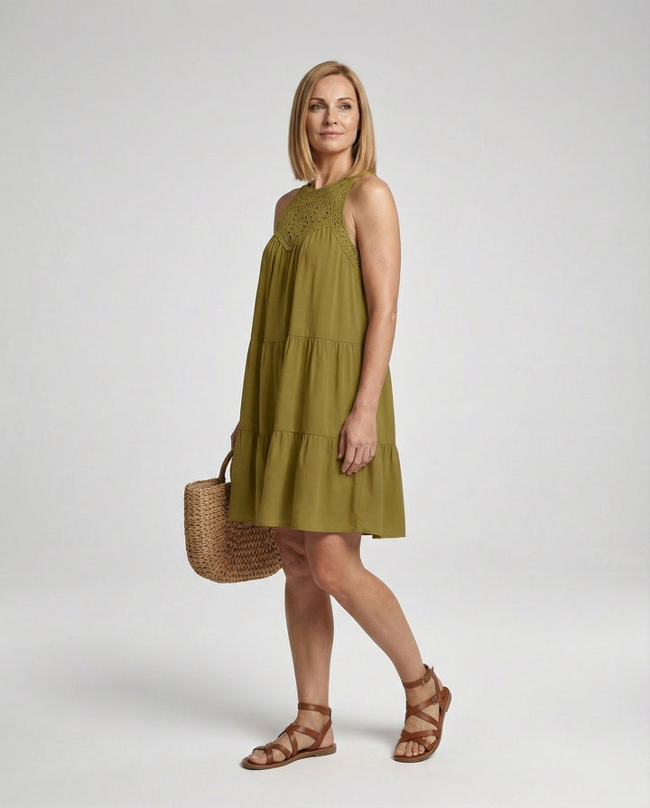 Damen Sommerkleid mit Spitze Freizeitkleid