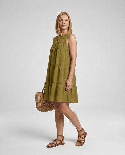 Damen Sommerkleid mit Spitze Freizeitkleid