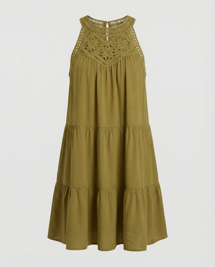 Damen Sommerkleid mit Spitze Freizeitkleid