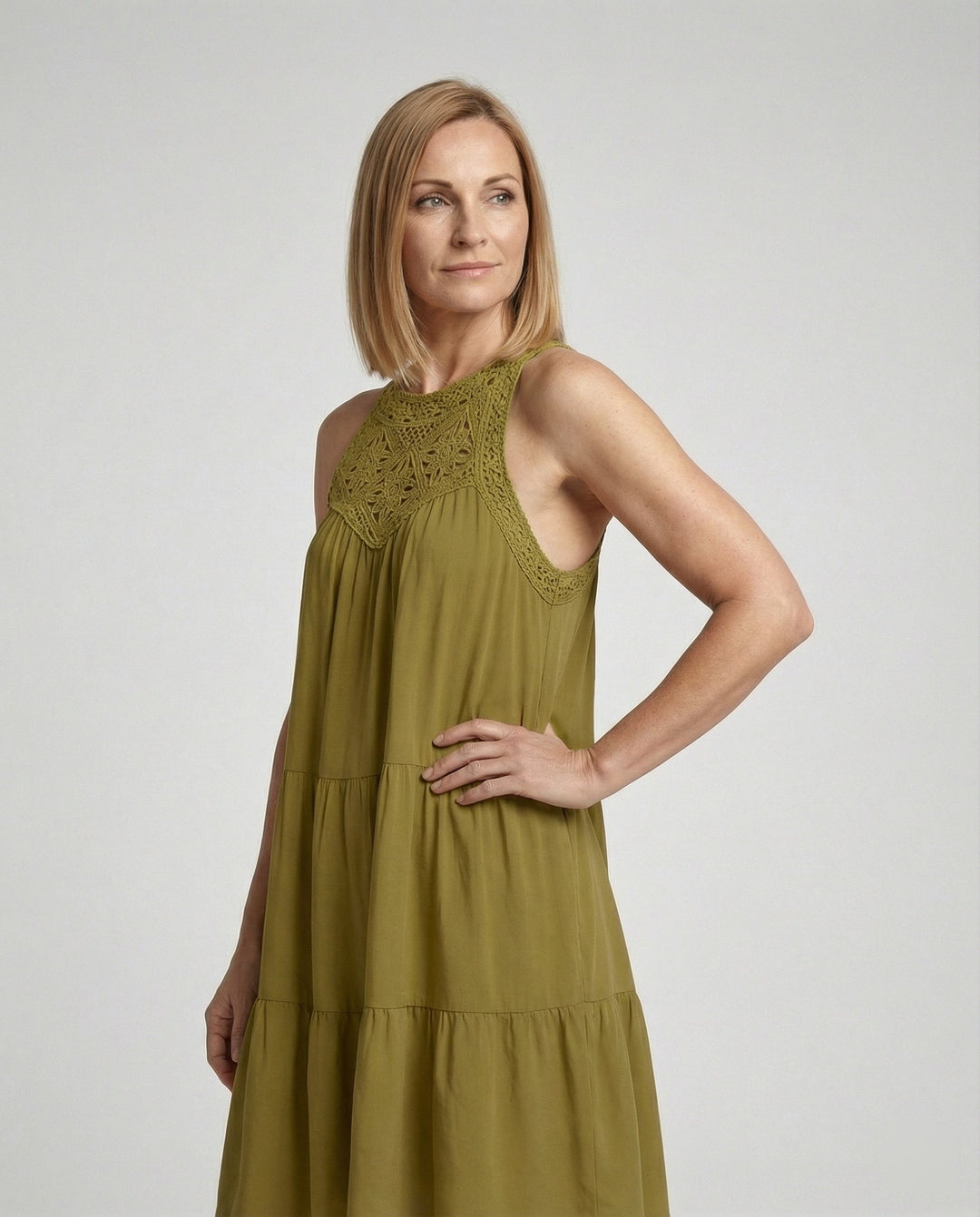Damen Sommerkleid mit Spitze Freizeitkleid