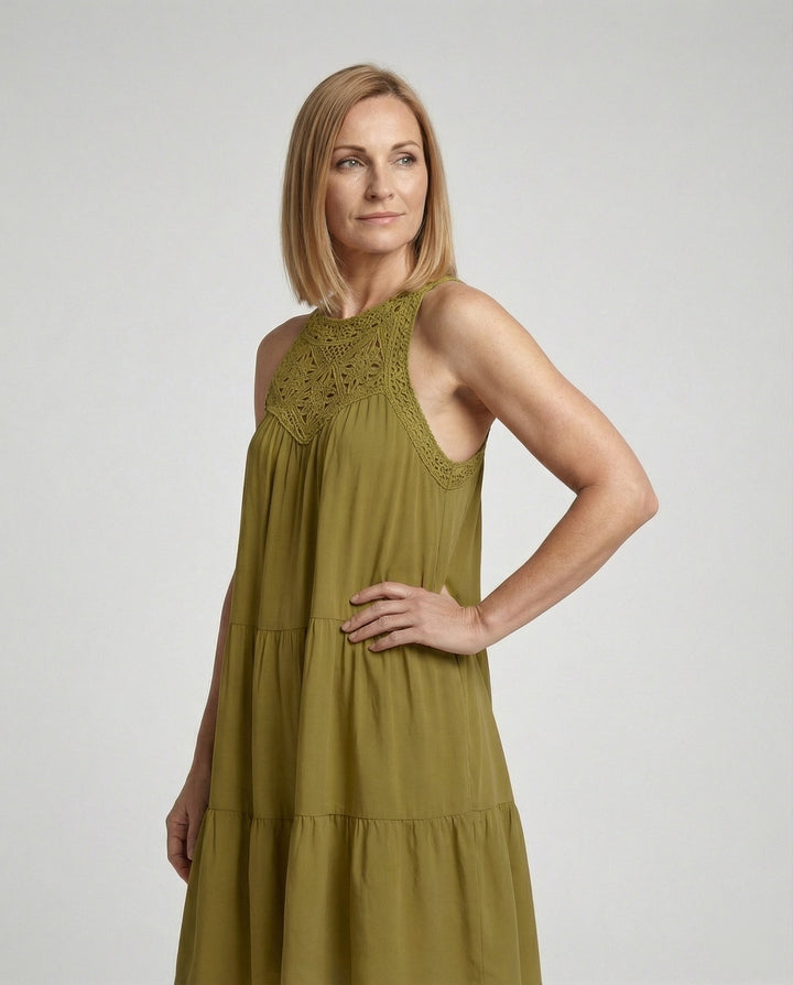 Damen Sommerkleid mit Spitze Freizeitkleid