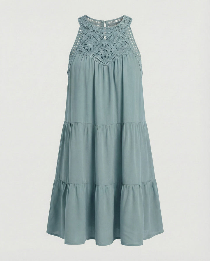 Damen Sommerkleid mit Spitze Freizeitkleid
