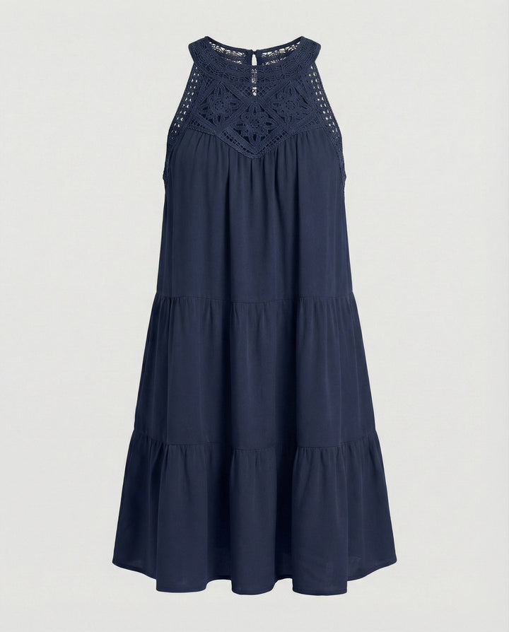 Damen Sommerkleid mit Spitze Freizeitkleid