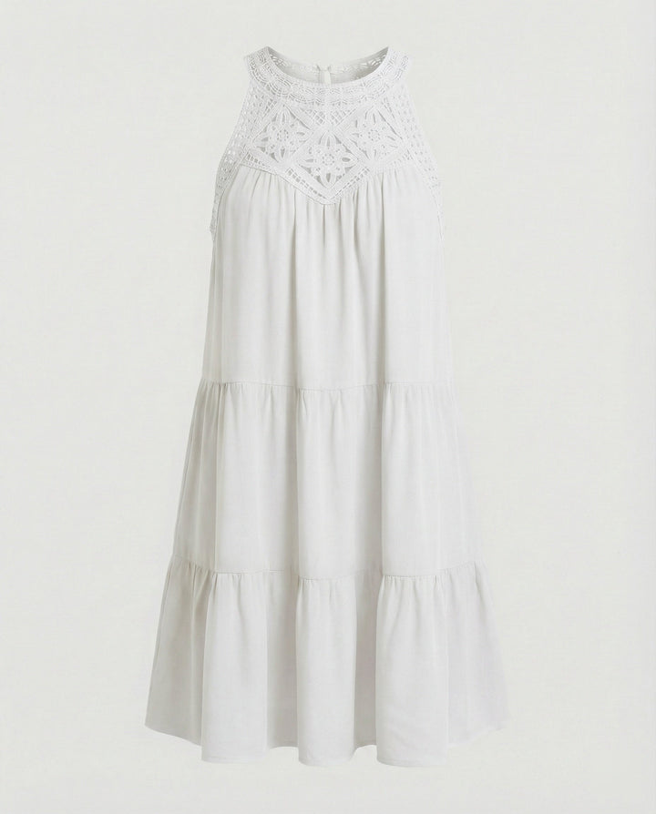 Damen Sommerkleid mit Spitze Freizeitkleid