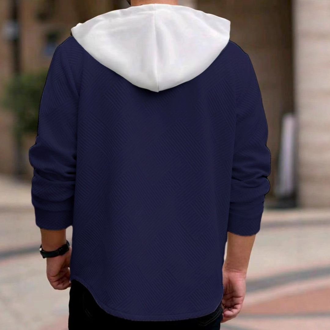 Herren nan strukturierte Overshirtjacke mit gesteppter Diagonalstruktur, Kontrastkapuze und aufgesetzten Brustklappen Drune