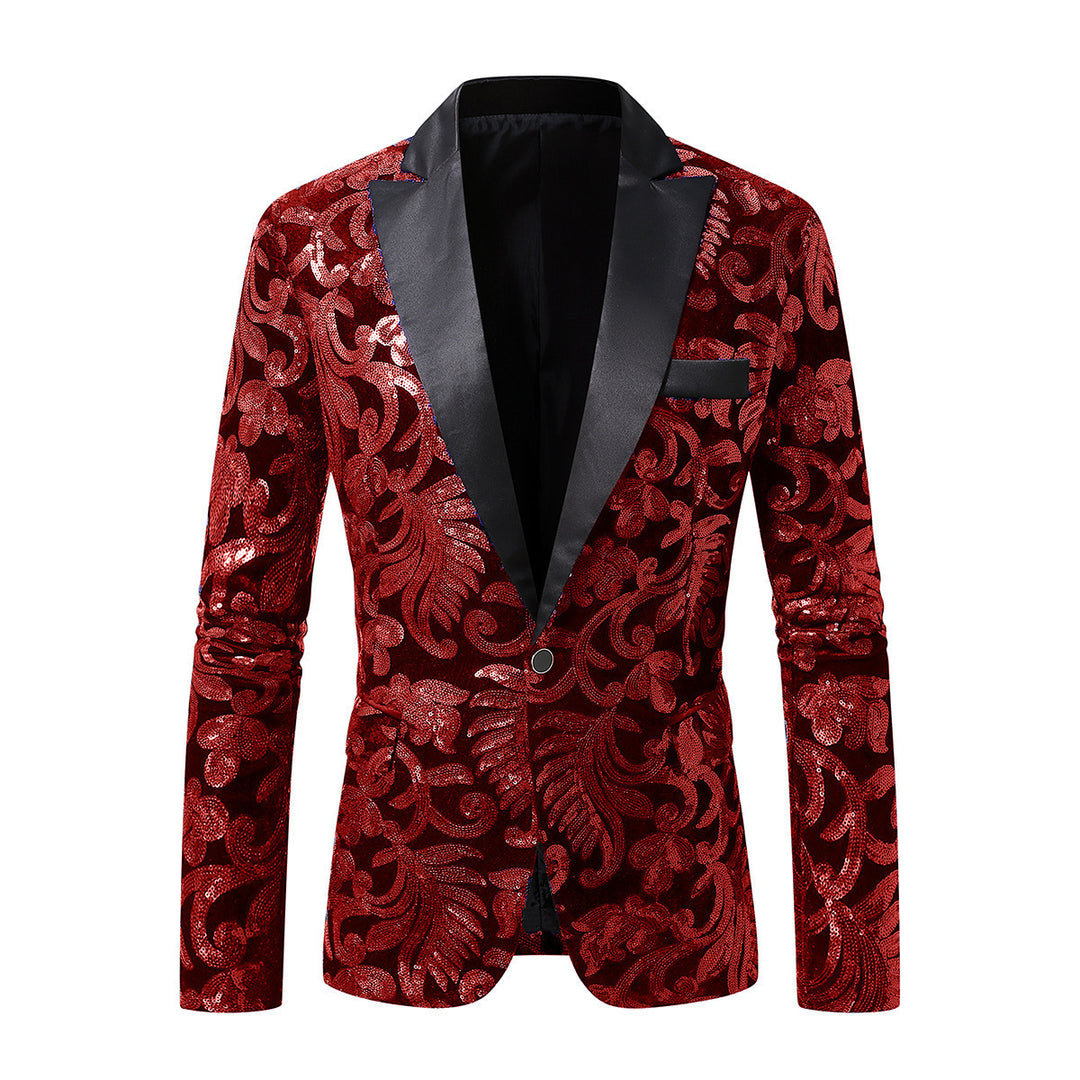 Damen eleganter Pailletten-Blazer mit floralem Design und luxuriösem Schnitt Drune