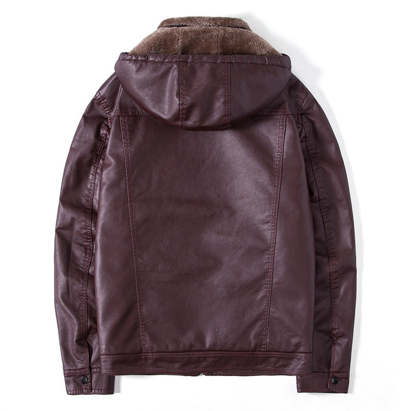 Herren modische Kunstlederjacke mit warmem Innenfutter Drune