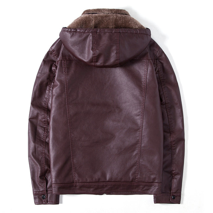 Herren modische Kunstlederjacke mit warmem Innenfutter Drune