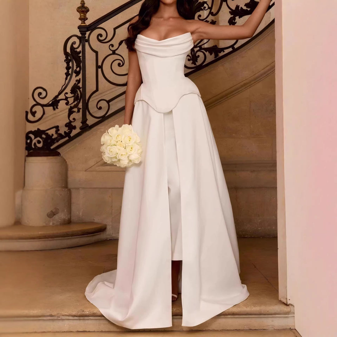 Damen Hochwertiges Brautkleid mit eleganter Drapierung und herzförmigem Ausschnitt Drune