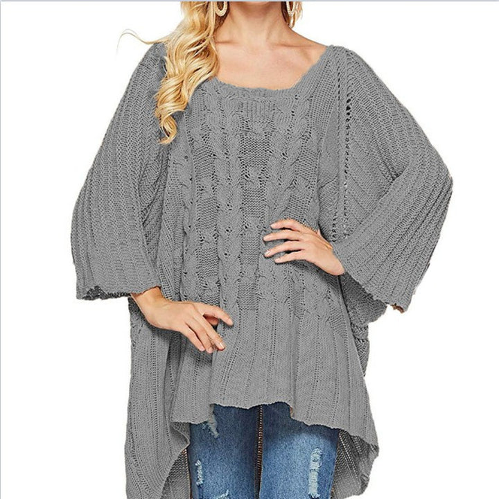 Damen Grobstrickpullover mit Off-Shoulder-Design und weiten Ärmeln Drune